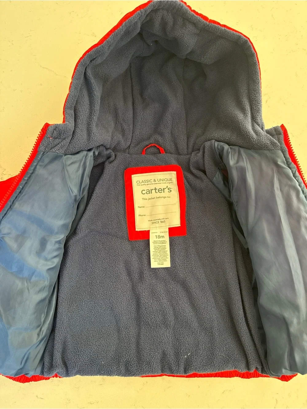 Kids Red hooded puffer jacket